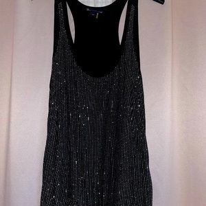 Women’s black and silver beaded tank top